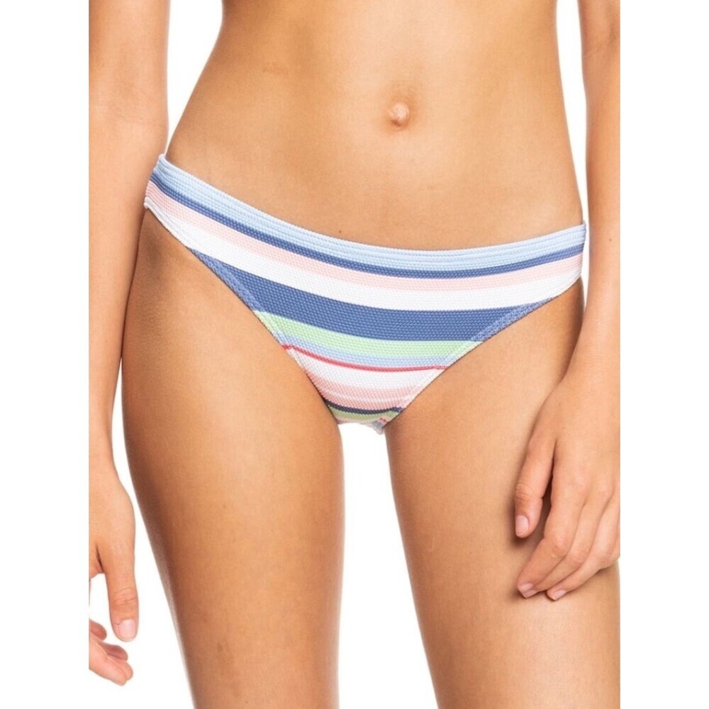 Roxy Striped Bikini Swim Bottoms - Pastel Multicolored Ribbed Swimwear’s